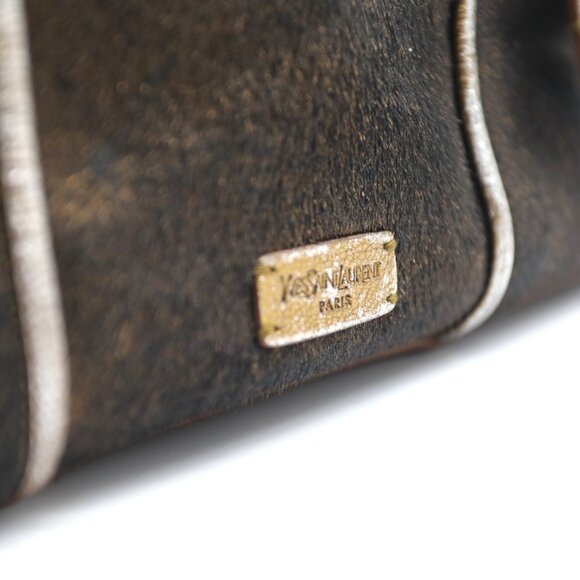 Yves Saint Laurent Large Muse Gold Metallic Pony Hair & Leather Bag - Picture 2 of 9